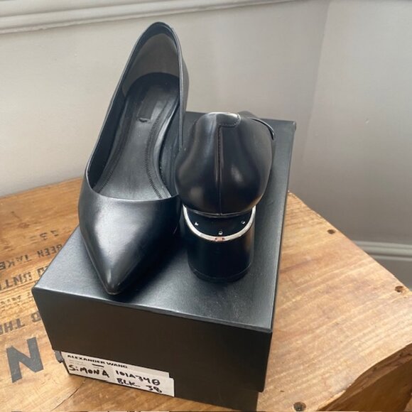 Alexander Wang Simona Cutout black Leather heel Silver Hardware Size 38 … - Picture 1 of 10